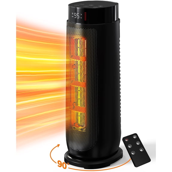 ALROCKET 1500W PTC Ceramic Space Heater for Indoor Use with Remote, 90 Oscillation, 24H Timer, Electric Heaters with Thermostat, Fast and Safe Portable Heater for Bedroom, Home Large Room