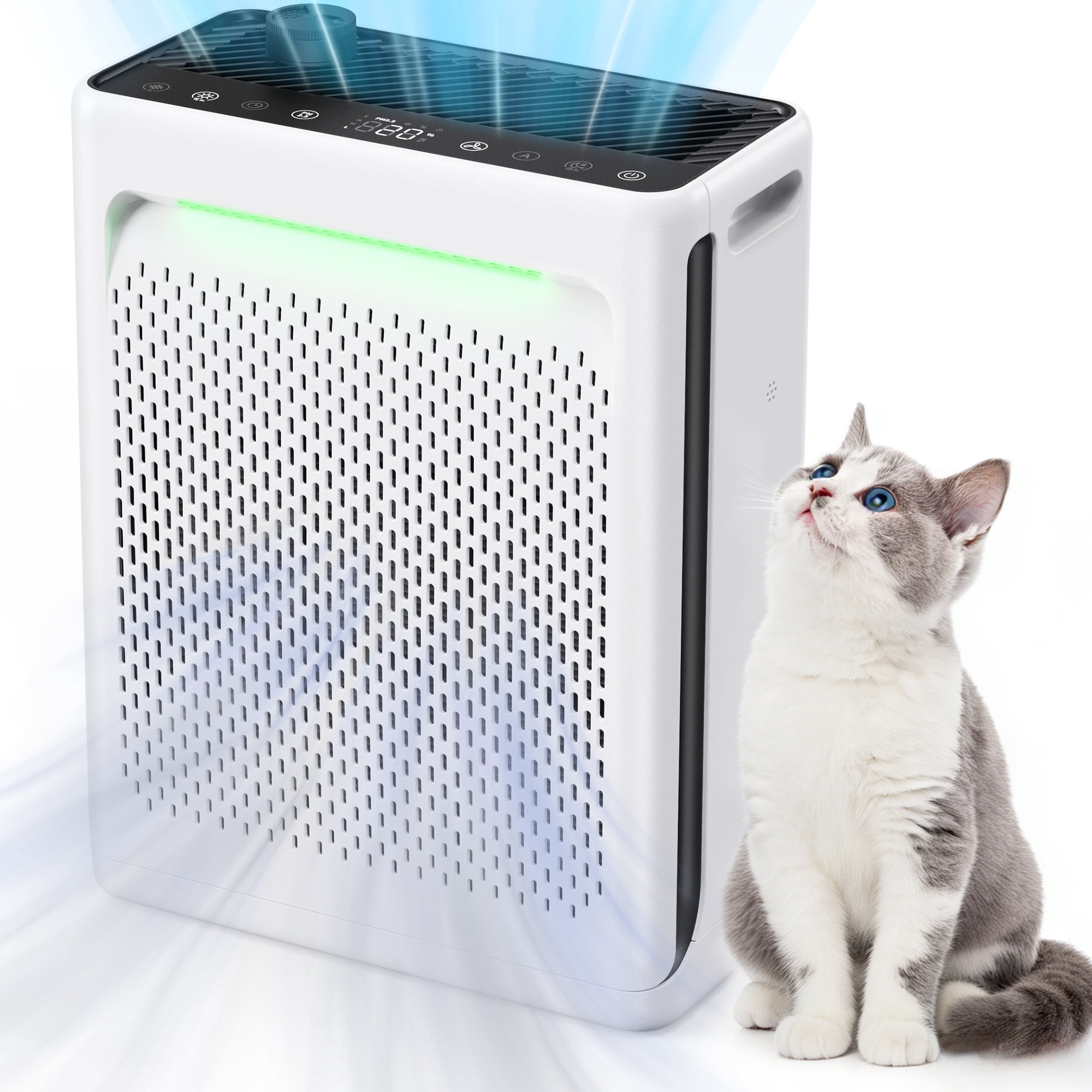 ALROCKET Air Purifiers for Home Large Room 2680 Ft with Washable Filters,HEPA Air Purifier for Home Pets Bedroom with Fragrance,PM2.5 Air Quality Monitor,Air Cleaner for Dust, Pets,White