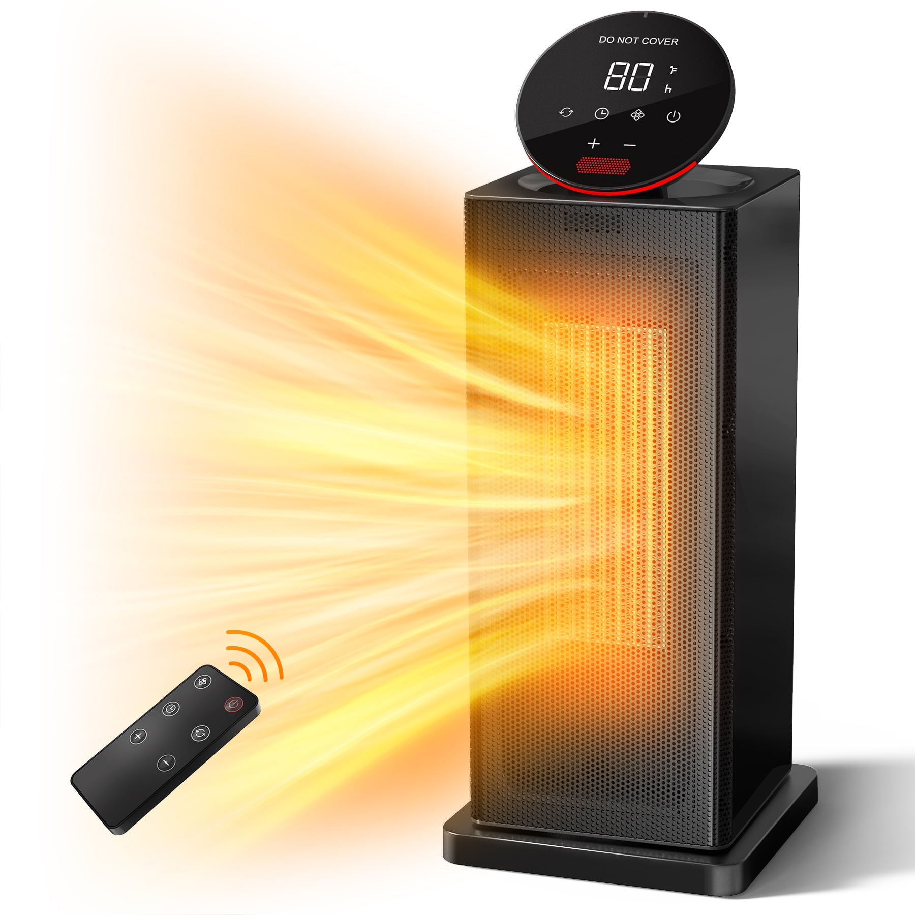 ALROCKET Space Heater for Indoor Use, 1500W Fast Electric Ceramic Tower  Heaters with Thermostat, 4 Modes, 24H Timer, 90°Oscillating Room Heater  with Remote for Office Bedroom, Black - Walmart.com