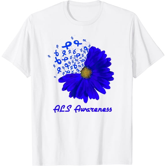 ALS Awareness Blue Sunflower Ribbon Fighter Hope T-Shirt