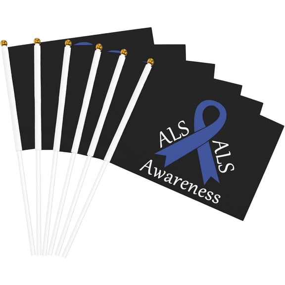 ALS Awareness Flag 5x8 In Outdoor Decoration Handheld Stick Flags Six Piece