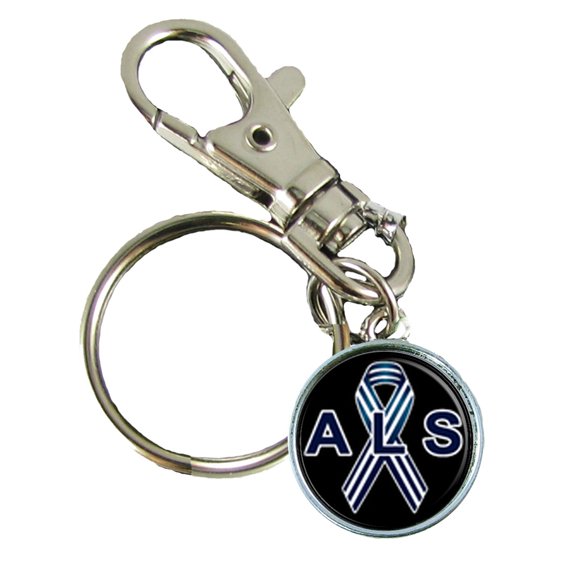 ALS Awareness Keychain Support Silver Plated Jewelry Key Chain