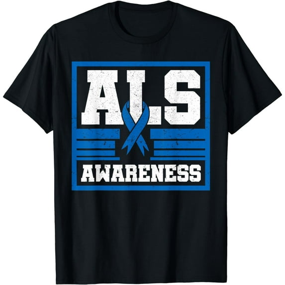 ALS Awareness Patient Support Gift Blue Ribbon Recovery T-Shirt