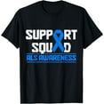 thumbnail image 1 of ALS Awareness Peace Love Cure Blue Ribbon Support Squad T-Shirt, 1 of 2