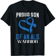 ALS Awareness Proud Son Of An ALS Warrior Blue Ribbon T-Shirt