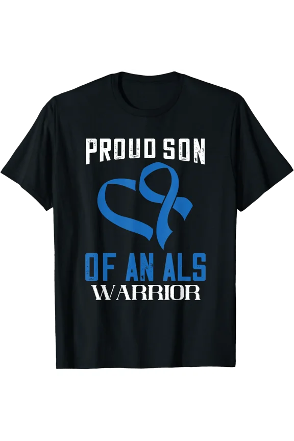 ALS Awareness Proud Son Of An ALS Warrior Blue Ribbon T-Shirt
