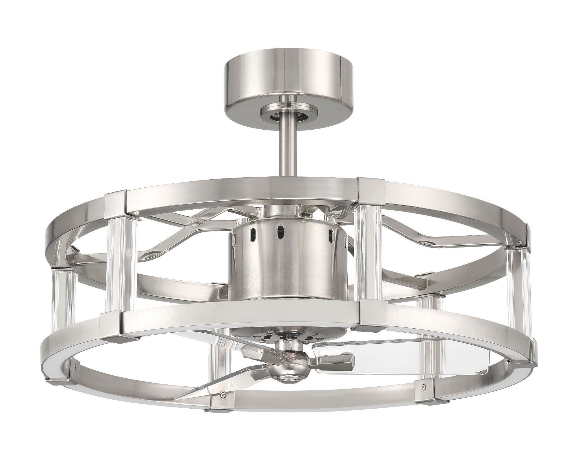 Brushed Polished Nickel 18" Ceiling Fan with LED Lights and Remote