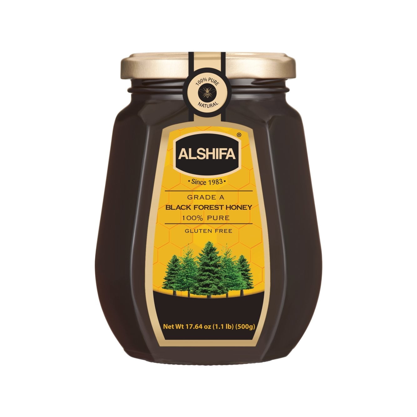 ALSHIFA Pure Black Forest Honey, 17.63oz (500g), Pack of 1, No