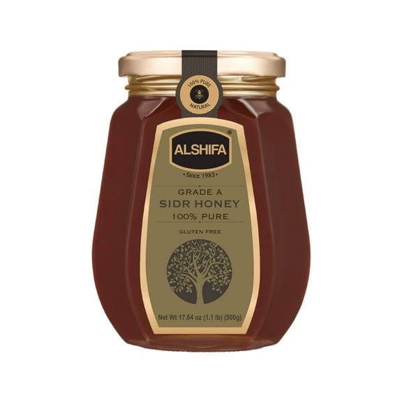 ALSHIFA Pure Sidr Honey 17.63oz (500g) | Pack of 1 | Mountain Jujube Honey | Unique Taste Sweetener | Healthy & Rich in Nutrients | No Added Sugar | Glass Bottle