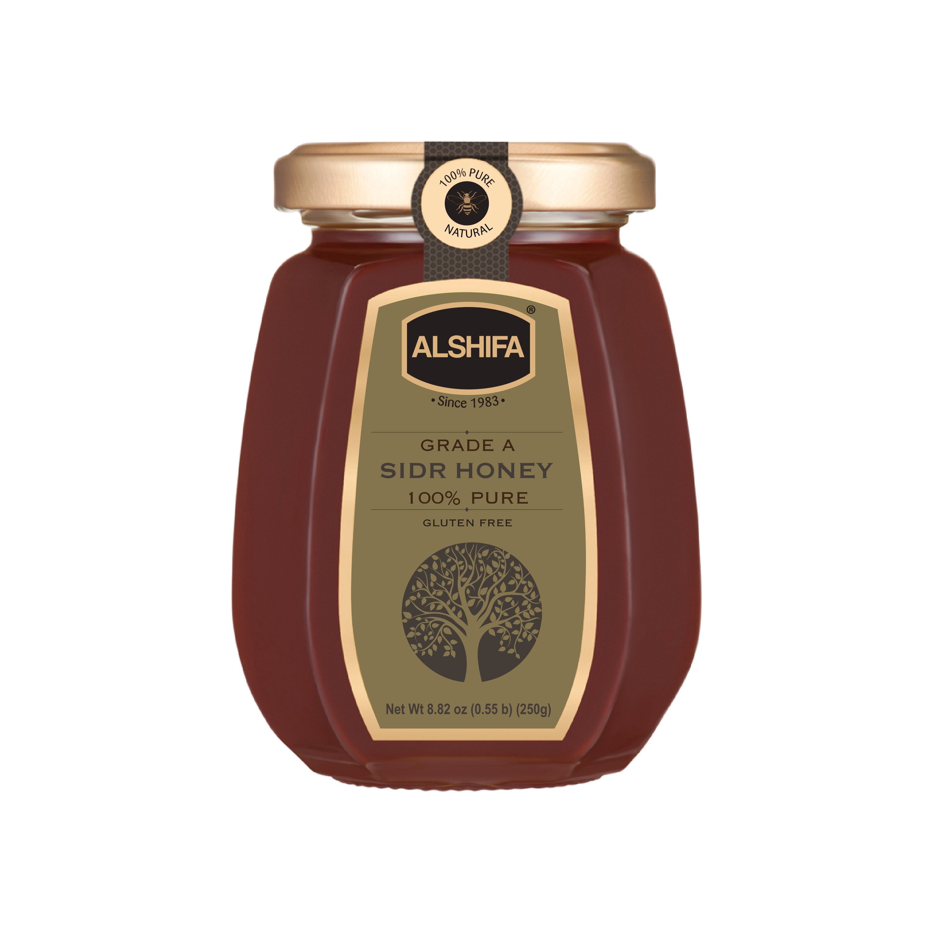 ALSHIFA Pure Sidr Honey 8.81oz (250g) | Pack of 1 | Mountain Jujube Honey |  Unique Taste Sweetener | Healthy & Rich in Nutrients | No Added Sugar |  Glass Bottle