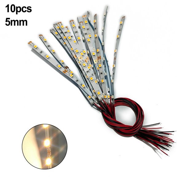ALSLIAO 10Pcs Pre Wired White Strip 6 Led Smd Led Light Self-Adhesive Flexible 12V ~ 18VWarm Light