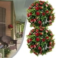thumbnail image 1 of ALSLIAO Artificial Rose Flower Balls Topiary Hanging Garden Basket Plant StableG 25cm, 1 of 8