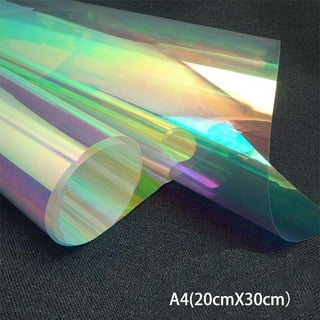 1Set 7Pcs PVC Holographic Sheet 8 x 12 (20cm x 30cm) Transparent Iridescent  Vinyl Rainbow Glossy Clear Film Mirrored Foil Laser Fabric for Shoes Bag  Sewing Patchwork Window 