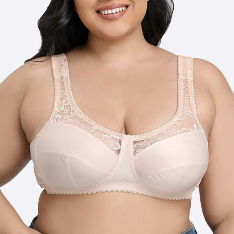 ALSLIAO Ladies Non Wired Non Padded Bra Comfort Sleep Plus Size Full  Support Lace Sheer Color 105E/46E 