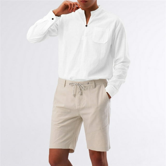 ALSLIAO Men Casual Long Sleeve Slim Fit Henley T-Shirt Basic Tee Tops ...