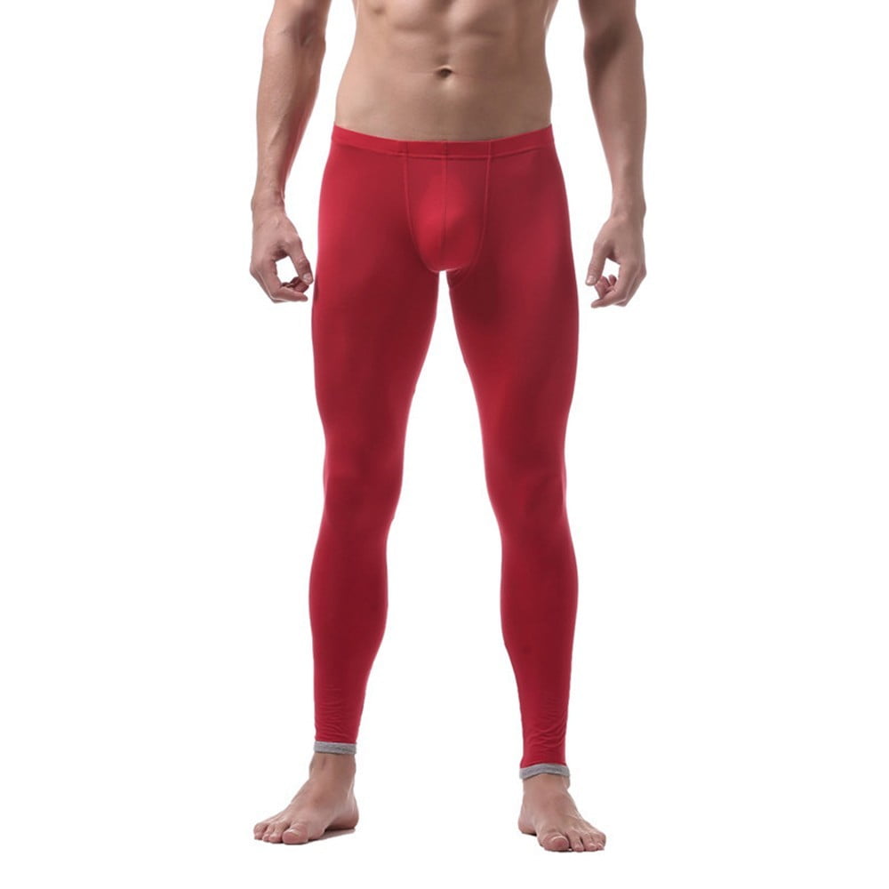 ALSLIAO Men's Hip-Lifting Waist Leggings Warm Pants Seamless Ice Silk ...