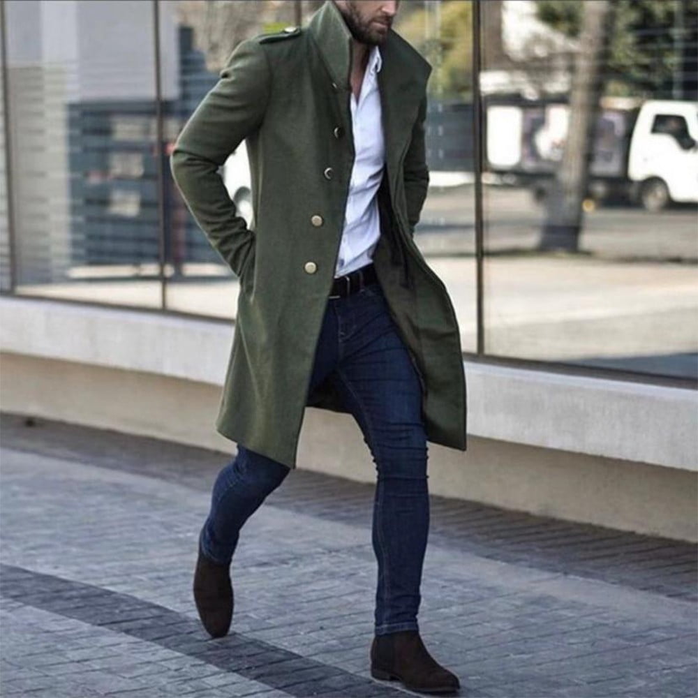 Army green trench coat mens sale