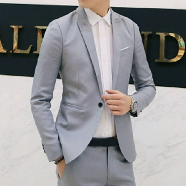 ALSLIAO New Men's Casual Slim Fit Formal One Button Suit Blazer Coat