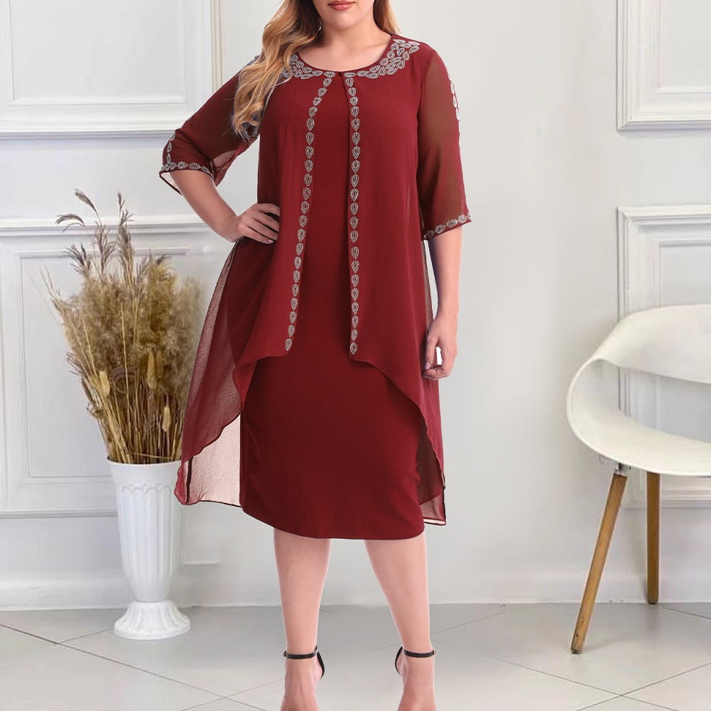Wine red casual dress sales