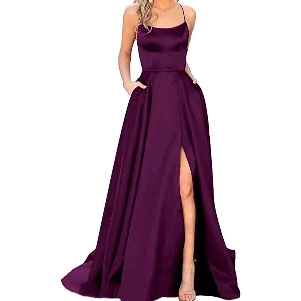 Tosheiny New Draping Backless Strapless Velvet Dark Purple Maxi Prom Dress  Elegant Dresses For Evening Dresses