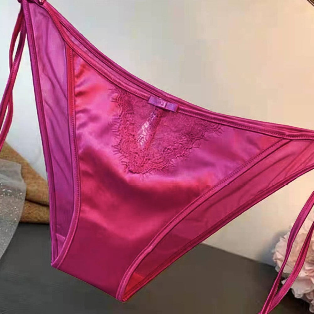 ALSLIAO Women Lace Panties Lingerie Soft Silk Satin Underwear