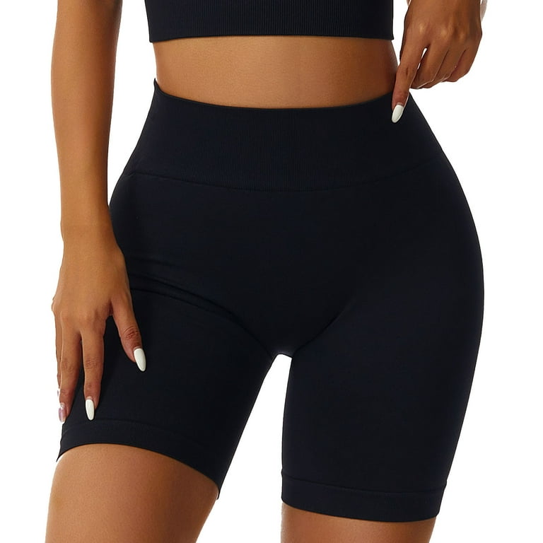 ALSLIAO Women Workout Shorts for Women High Waisted Butt Lifting Gym Yoga  Biker Shorts Black M 