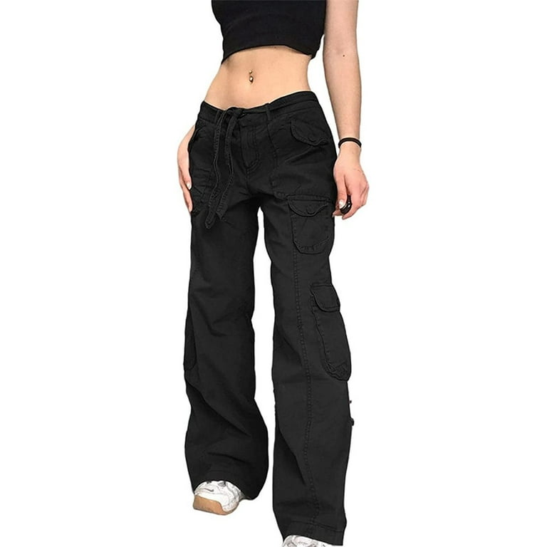 ALSLIAO Womens Cargo Pants Wide Leg Work Wear Sports Multi Pocket