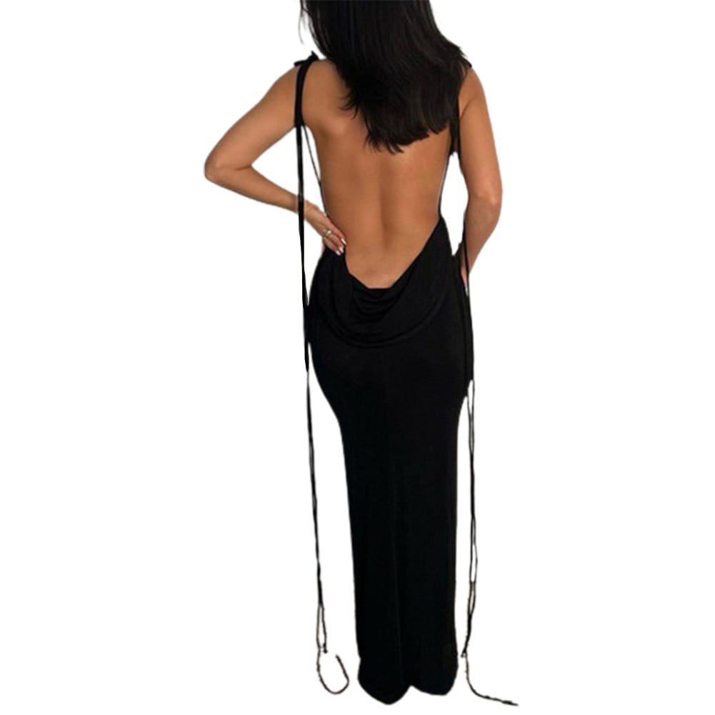 ALSLIAO Womens Sexy Strap Backless Dress Sleeveless Bodycon Party
