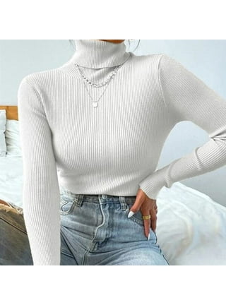ALSLIAO Womens Long Sleeve Bodysuit Turtle Neck Tops Shirts Thermal  Underwear Stretchy White XL