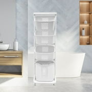 ALSO GO 4-Tier Rolling Laundry Cart, White