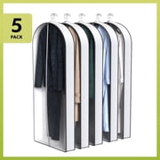 60" Garment Bags with 4" Gussets, Multifunctional Garment Bags for Hanging Clothes,Waterproof Dress Bag and Suit Bag, Clear Travel Garment Bag for Clothes, Gowns, Coats, Suits, 5 Packs
