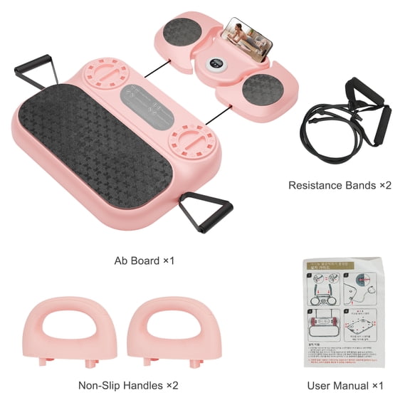 ALSO GO Ab Board 6-in-1 & Multi-Purpose Foldable Pilates Reformer Board for Home Universal Portable Home Gym Equipment for Full Body Workout, Pink