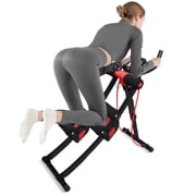ALSO GO Ab Workout Machine, Core & Ab Exercise Equipment, Height Adjustable Abdominal Trainer for Home Gym, Foldable Ab Fitness Full Body Shaping, Black/Red