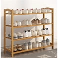 thumbnail image 1 of ALSO GO Bamboo Shoe Rack 4 Tier Shoe Organizer for Closet Entryway Shoe Shelf Shoe Cabinet Free Standing Shoe Racks for Indoor Home Natural, 4 tier Wood Shoe Shelf Unit, 26.77''L x 9.84''Wx 28.74''H, 1 of 7