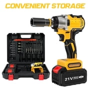 ALSO GO Cordless Impact Wrench 1/2, 20V Impact Motor, High Torque Impact Gun with 2 x 3.0A Batteries, Power Impact Wrench with 5 Sockets, 8 Drill, 8 Screws for Home Car