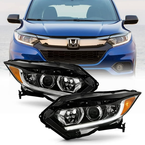 ALSO GO For 2019 2020 2021 2022 Honda HR-V HRV Halogen Type LED DRL Projector Headlights Headlamps Pair Set Left+Right