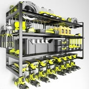 CATGOOD Power Tool Organizer, 8 Drill Holder Wall Mount, 4 Layer Heavy Duty Metal Tool Storage Rack, Battery Tools Holder Shelf,Utility Tool Shelves for Workshop or Garage, Black