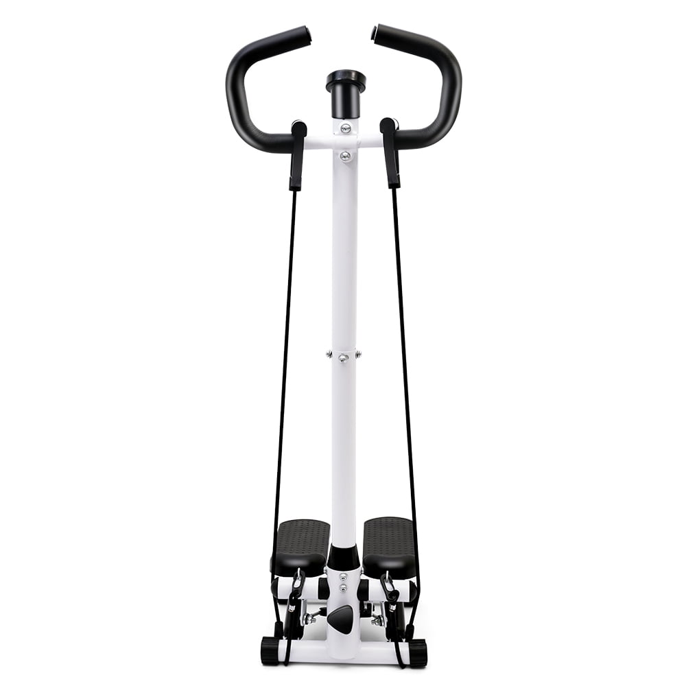 ALSO GO Stair Steppers for Exercise, Twist Climber Fitness Machine with Handlebar & LCD Monitor, Adjustable Height Aerobic Exercise Stepper for Office Exercising Workout, White