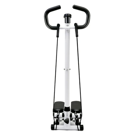ALSO GO Stair Steppers for Exercise, Twist Climber Fitness Machine with Handlebar & LCD Monitor, Adjustable Height Aerobic Exercise Stepper for Office Exercising Workout, White