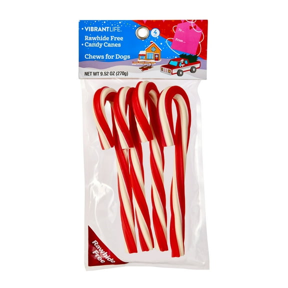 Vibrant Life Holiday Chews for Dogs, Rawhide Free Canes, 9.52 oz, 4 Count
