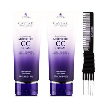 ALTERNA Caviar Replenishing Moisture CC Cream (3.4 oz) with SLEEKSHOP Teasing Comb Pack of 2