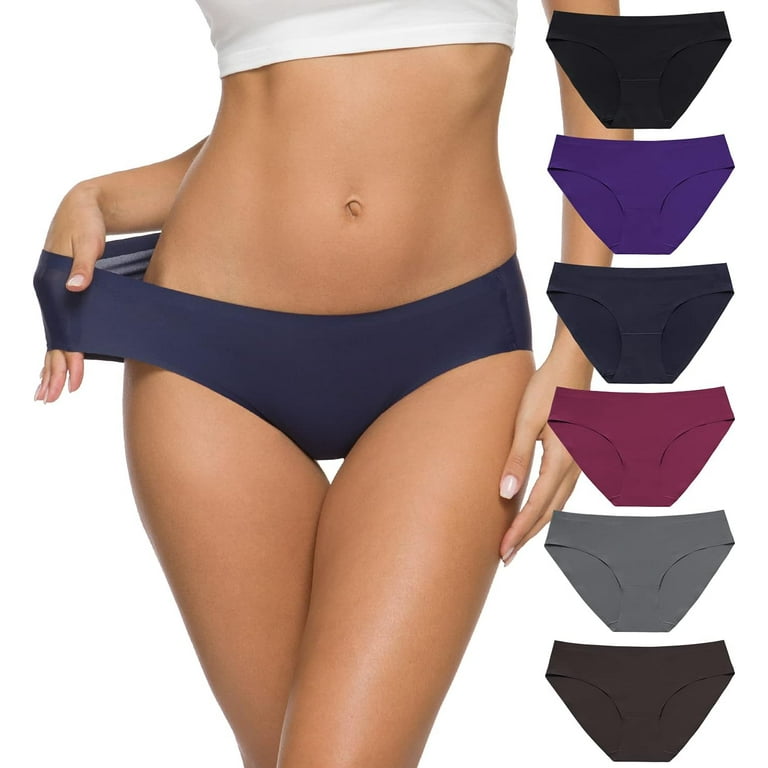 ALTHEANRAY Women s Seamless Hipster Underwear No Show Panties Soft Stretch  Bikini Underwears Multi-Pack Large Color