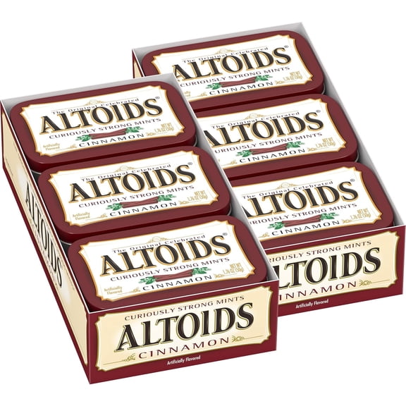 ALTOIDS Classic Cinnamon Breath Mints, 1.76 Oz, Pack of 12 | Hard Candy Breath Refreshers, Spicy Cinnamon Flavor | Keto-Friendly & Portable | Ships in an Aromatik Damage Proof Box