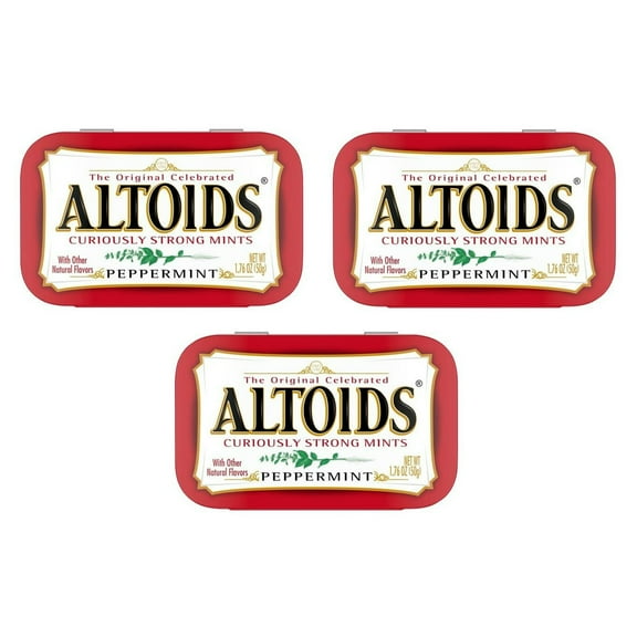 ALTOIDS Curiously Strong Breath Mints, Individual Packs, 1.76-Ounce Tins - Peppermint - Great For Holidays, Parties, Gifts & More! Peppermint - 1.76 Ounce, 3