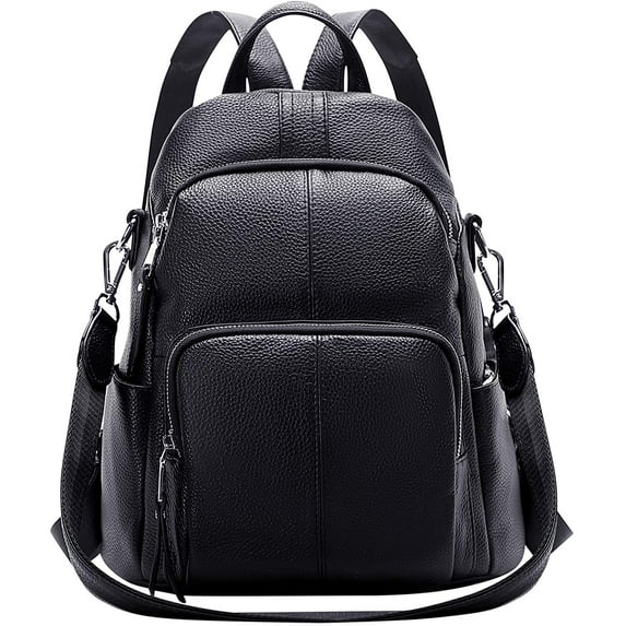 ALTOSY Anti-Theft Backpack Soft Leather Backpack for Women Fashion Shoulder Bag Purse S81 Black