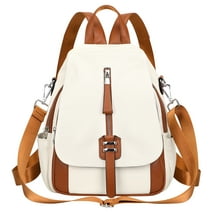 ALTOSY Fashion Leather Backpack Purse for Women Shoulder Bag with Flap S85 Beige/Brown
