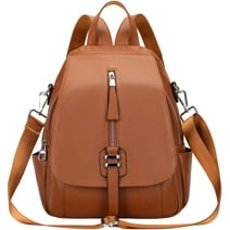 ALTOSY Fashion Leather Backpack Purse for Women Shoulder Bag with Flap S85 Brown