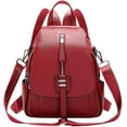 thumbnail image 1 of ALTOSY Fashion Leather Backpack Purse for Women Shoulder Bag with Flap S85 Wine Red, 1 of 7