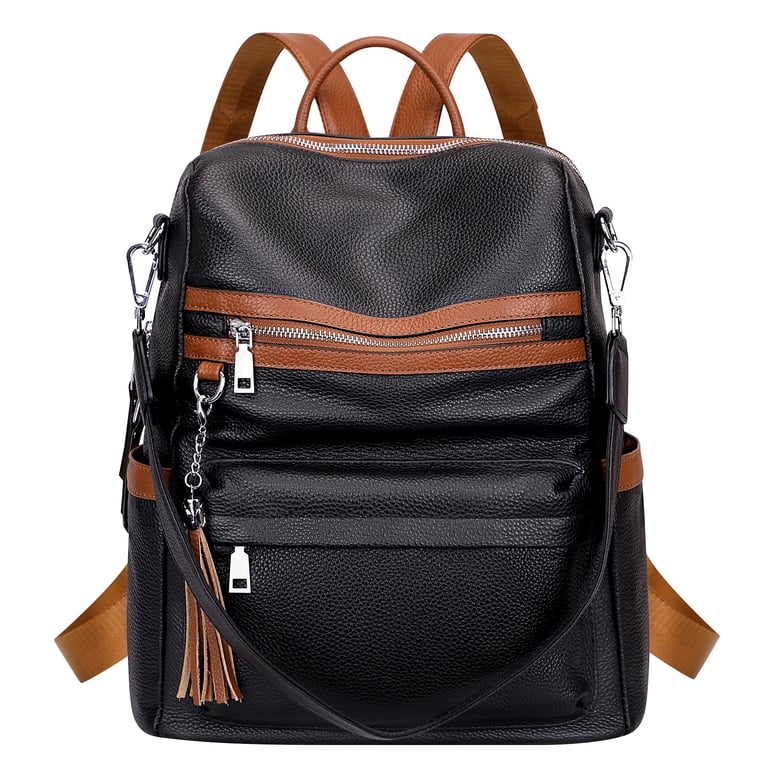 convertible backpack purse leather brown and black Nyra Webbing Strap 100% Genuine Leather. Wrangler Faux Leather Convertible Satchel