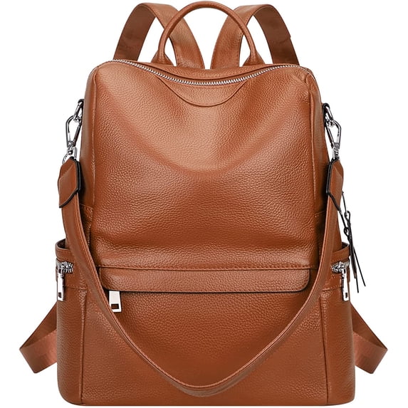 ALTOSY Women Real Leather Backpack Purse Elegant Ladies Shoulder Bag S80 Brown